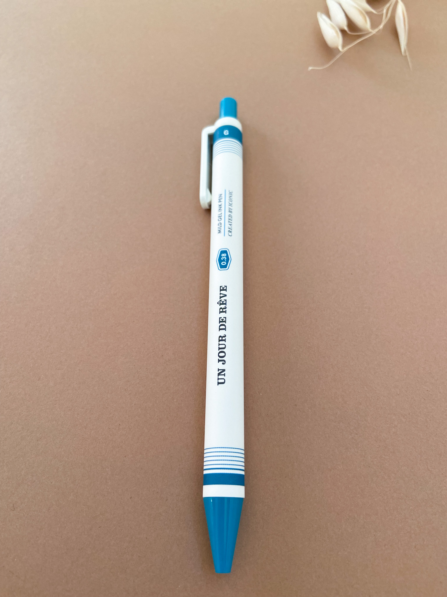 stylo gel turquoise
